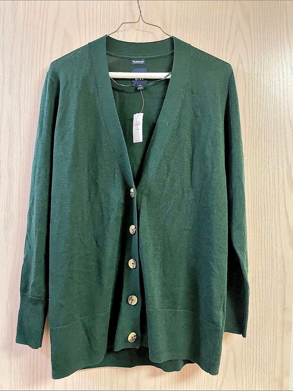 GAP Merino Wool Long Cardigan Green Medium